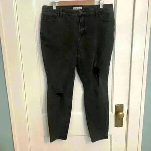 Lane Bryant Grey Black Distressed Jeans, Womens size 16